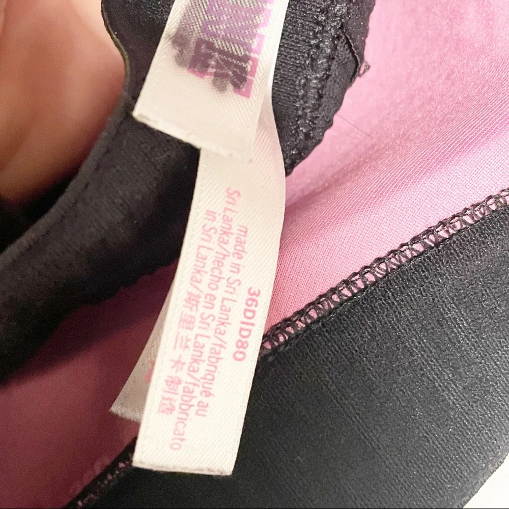 Victorias Secret Pink Black Banded‎ Wear Everywhere Wireless Lightly Lined Bra